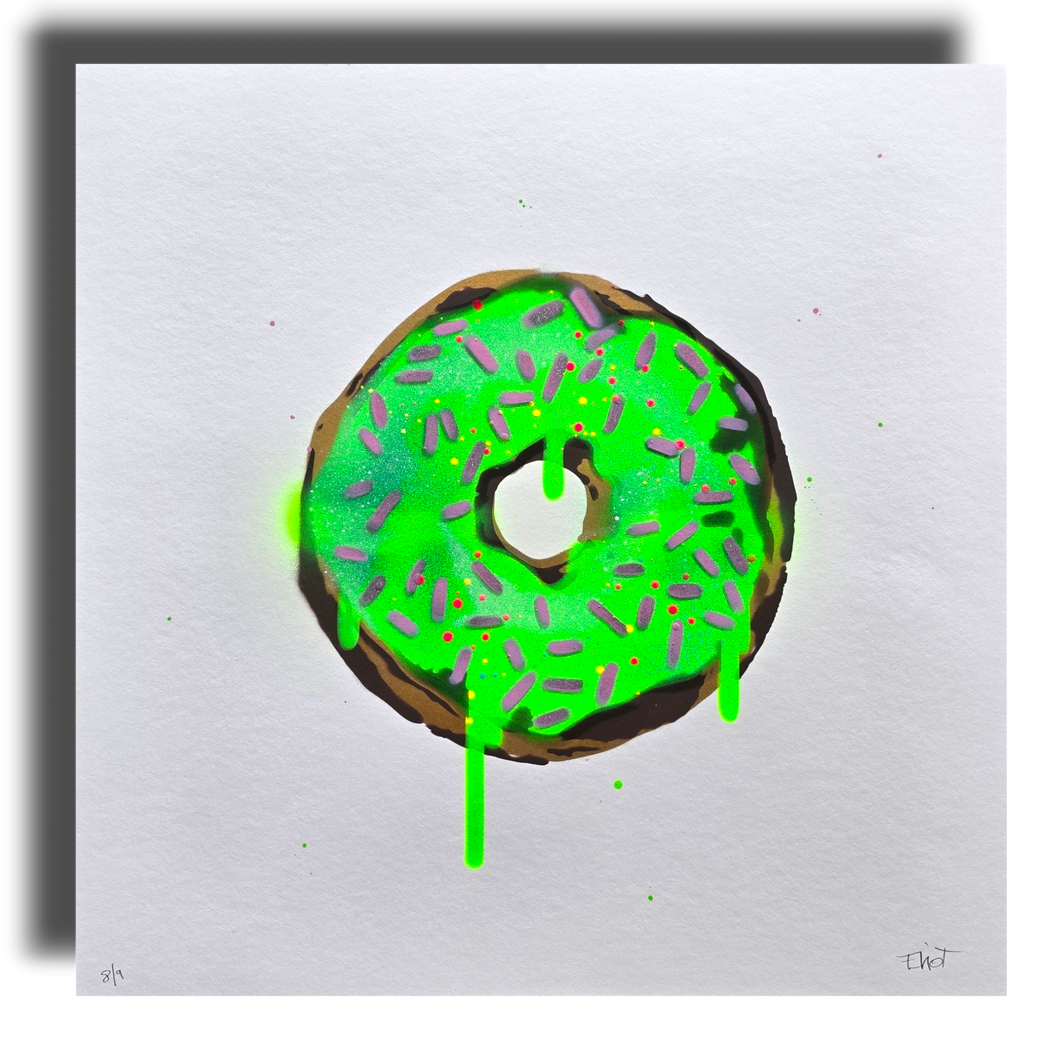 Donut, green glitter